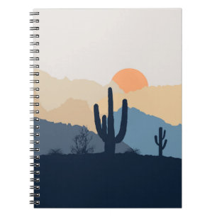 Blauwe en beige woestijnzon notitieboek