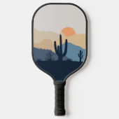 Blauwe en beige woestijnzon pickleball paddle (Voorkant)