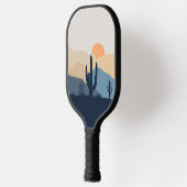 Blauwe en beige woestijnzon pickleball paddle (Links)