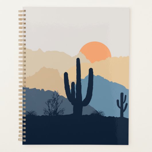 Blauwe en beige woestijnzon planner (Voorkant)