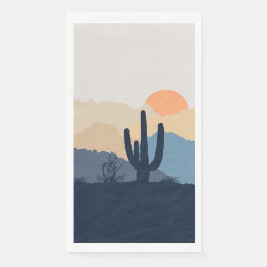 Blauwe en beige woestijnzon servet (Voorkant)