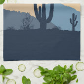 Blauwe en beige woestijnzon theedoek (Gevouwen)