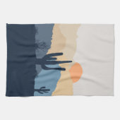 Blauwe en beige woestijnzon theedoek (Horizontaal)