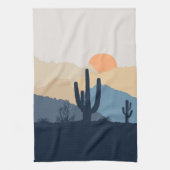 Blauwe en beige woestijnzon theedoek (Verticaal)