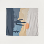 Blauwe en beige woestijnzon wandkleed (Voorkant (horizontaal))