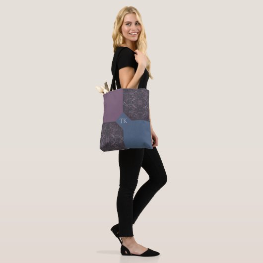 Blauwe en blauwe Canvas tas (Op model)