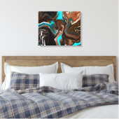 Blauwe en blauwe marmer fluid Art Canvas Afdruk (Insitu (Slaapkamer))