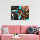 Blauwe en blauwe marmer fluid Art Canvas Afdruk (Insitu (Woonkamer))