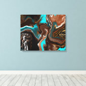 Blauwe en blauwe marmer fluid Art Canvas Afdruk (Insitu (Houten vloer))