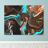 Blauwe en blauwe marmer fluid Art Canvas Afdruk (Insitu (Houten vloer))
