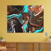 Blauwe en blauwe marmer fluid Art Canvas Afdruk (Insitu (Woonkamer))