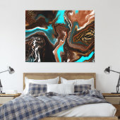 Blauwe en blauwe marmer fluid Art Canvas Afdruk (Insitu (Slaapkamer))
