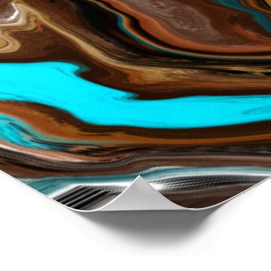 Blauwe en blauwe marmer fluid Art Poster (Hoek)