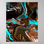 Blauwe en blauwe marmer fluid Art Poster (Voorkant)