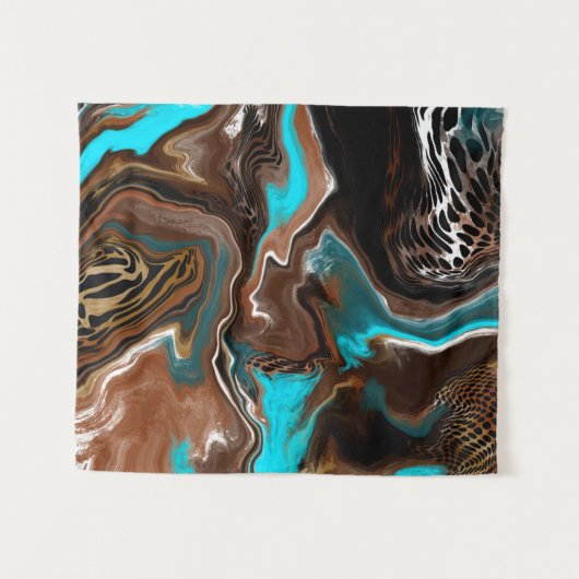 Blauwe en blauwe marmer fluid Art Wandkleed (Voorkant (horizontaal))