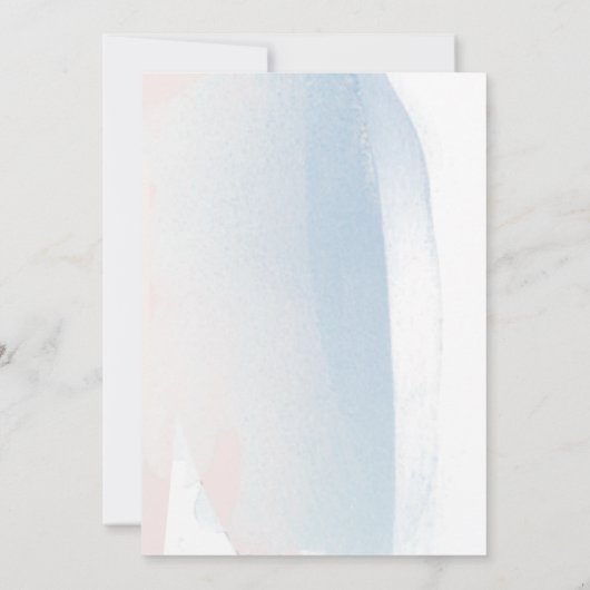 Blauwe en blauwe penseelstreken, minimale bruiloft save the date (Achterkant)