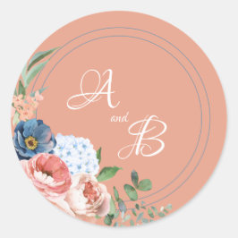 Blauwe en blauwe Rozen Ronde Sticker