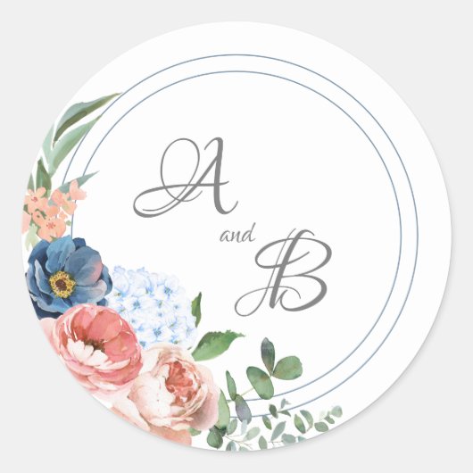 Blauwe en blauwe Rozen Ronde Sticker (Voorkant)