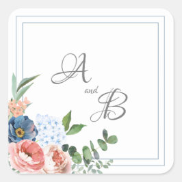 Blauwe en blauwe Rozen Vierkante Sticker