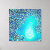 Blauwe en Blauwgroen Abstracte Kunst Canvas Afdruk (Voorkant)