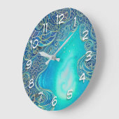 Blauwe en Blauwgroen Abstracte Kunst Grote Klok (Hoek)