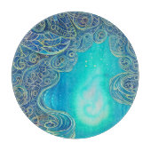 Blauwe en Blauwgroen Abstracte Kunst Snijplank (Voorkant)