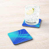 Blauwe en Blauwgroen Abstracte lijnen Bier Onderzetter (Rechterzijde)