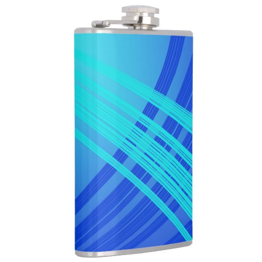 Blauwe en Blauwgroen Abstracte lijnen Heupfles (Rechts)