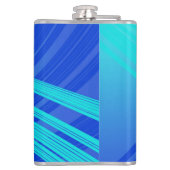 Blauwe en Blauwgroen Abstracte lijnen Heupfles (Achterkant)