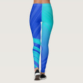 Blauwe en Blauwgroen Abstracte lijnen Leggings (Achterkant)