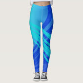 Blauwe en Blauwgroen Abstracte lijnen Leggings (Voorkant)