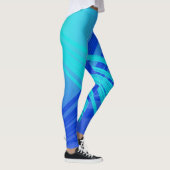 Blauwe en Blauwgroen Abstracte lijnen Leggings (Rechts)