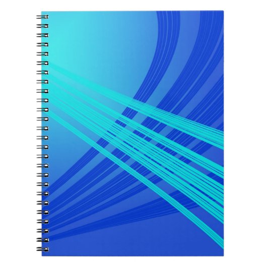 Blauwe en Blauwgroen Abstracte lijnen Notitieboek (Voorkant)