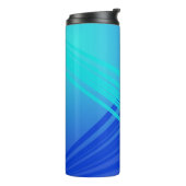 Blauwe en Blauwgroen Abstracte lijnen Thermosbeker (Gedraaid links)