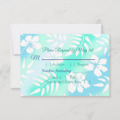 Blauwe en Blauwgroen Hibiscus Tropical Wedding RSV RSVP Kaartje (Voorkant)