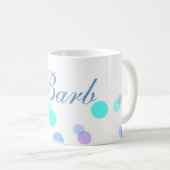 Blauwe en Blauwgroen koffie Mok met naam (Voorkant rechts)