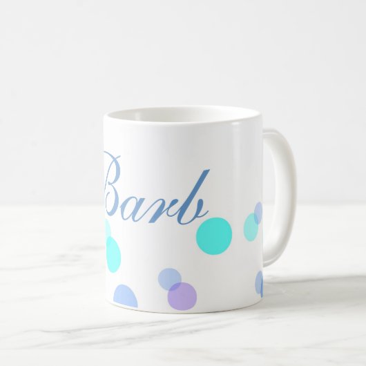 Blauwe en Blauwgroen koffie Mok met naam (Voorkant rechts)