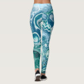 Blauwe en blauwgroen kunst leggings (Achterkant)