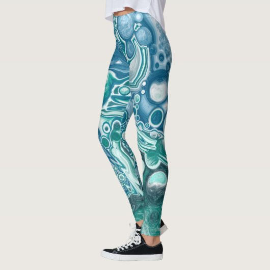 Blauwe en blauwgroen kunst leggings (Links)