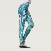 Blauwe en blauwgroen kunst leggings (Rechts)