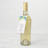 Blauwe en blauwgroen lentesbloemen, bloembruiloft flessenhanger (Schuin)