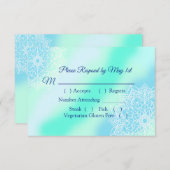 Blauwe en Blauwgroen Mandala Elegant Wedding RSVP- RSVP Kaartje (Voorkant / Achterkant)