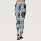 Blauwe en Blauwgroen Mandala met geometrische symm Leggings (Achterkant)