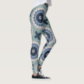 Blauwe en Blauwgroen Mandala met geometrische symm Leggings (Rechts)