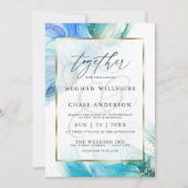 Blauwe en Blauwgroen marmer-alcoholinkt Kaart (Voorkant)