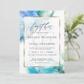 Blauwe en Blauwgroen marmer-alcoholinkt Kaart (Staand voorkant)