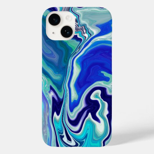 Blauwe en Blauwgroen marmergolven Case-Mate iPhone Case (Achterkant)
