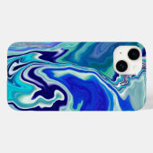Blauwe en Blauwgroen marmergolven Case-Mate iPhone Case (Achterkant (horizontaal))