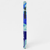 Blauwe en Blauwgroen marmergolven iPhone Hoesje (Linkerkant)