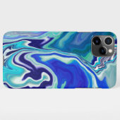 Blauwe en Blauwgroen marmergolven iPhone Hoesje (Achterkant horizontaal)